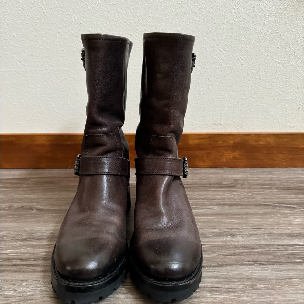 Frye Brown Ankle Boots with Buckle Detail - Picture 7 of 9
